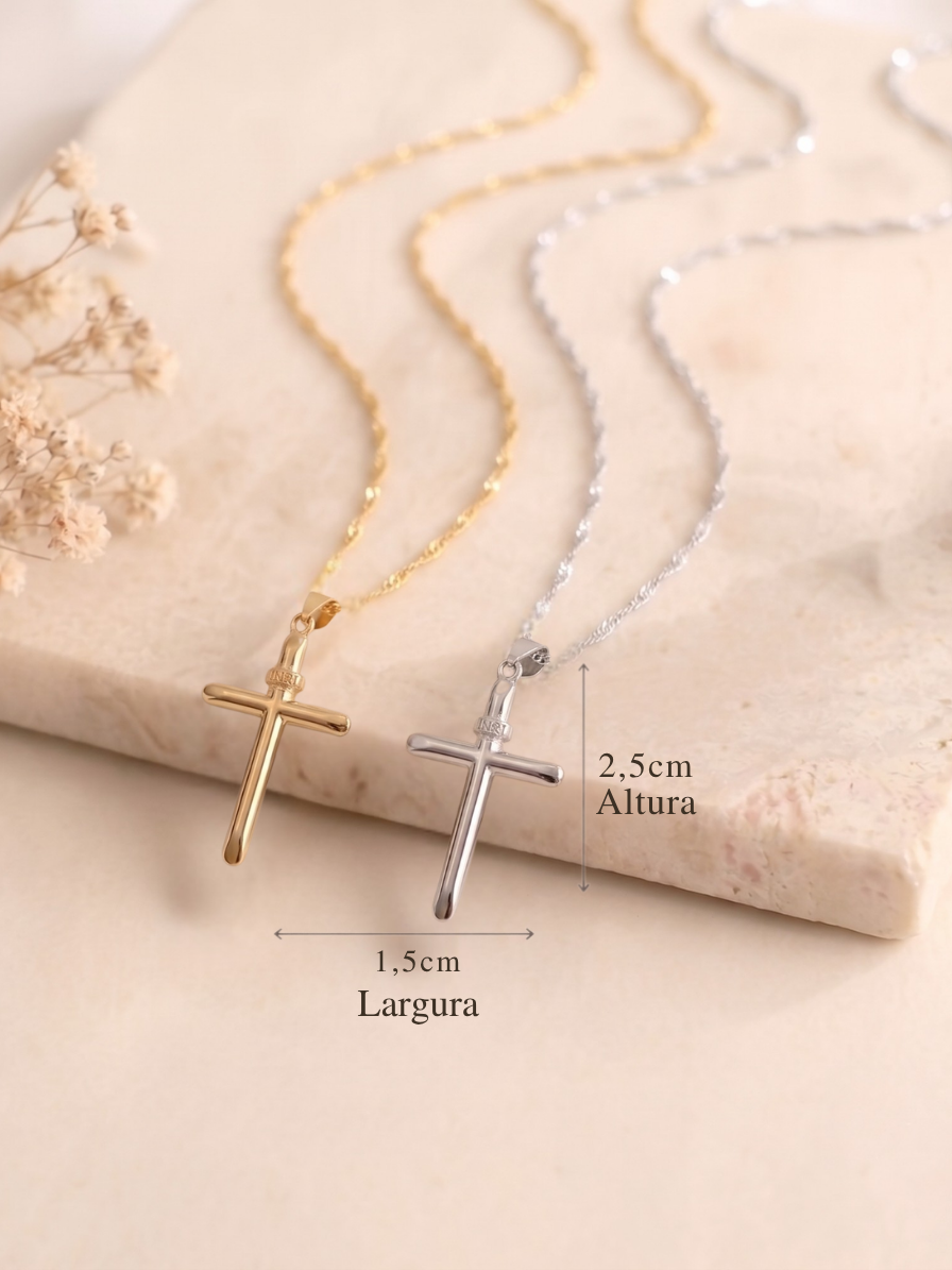 Colar Pingente Colar Unissex Cruz Palito Minimalista Banhado A Ouro 18 uma peça versátil, perfeita para qualquer ocasião