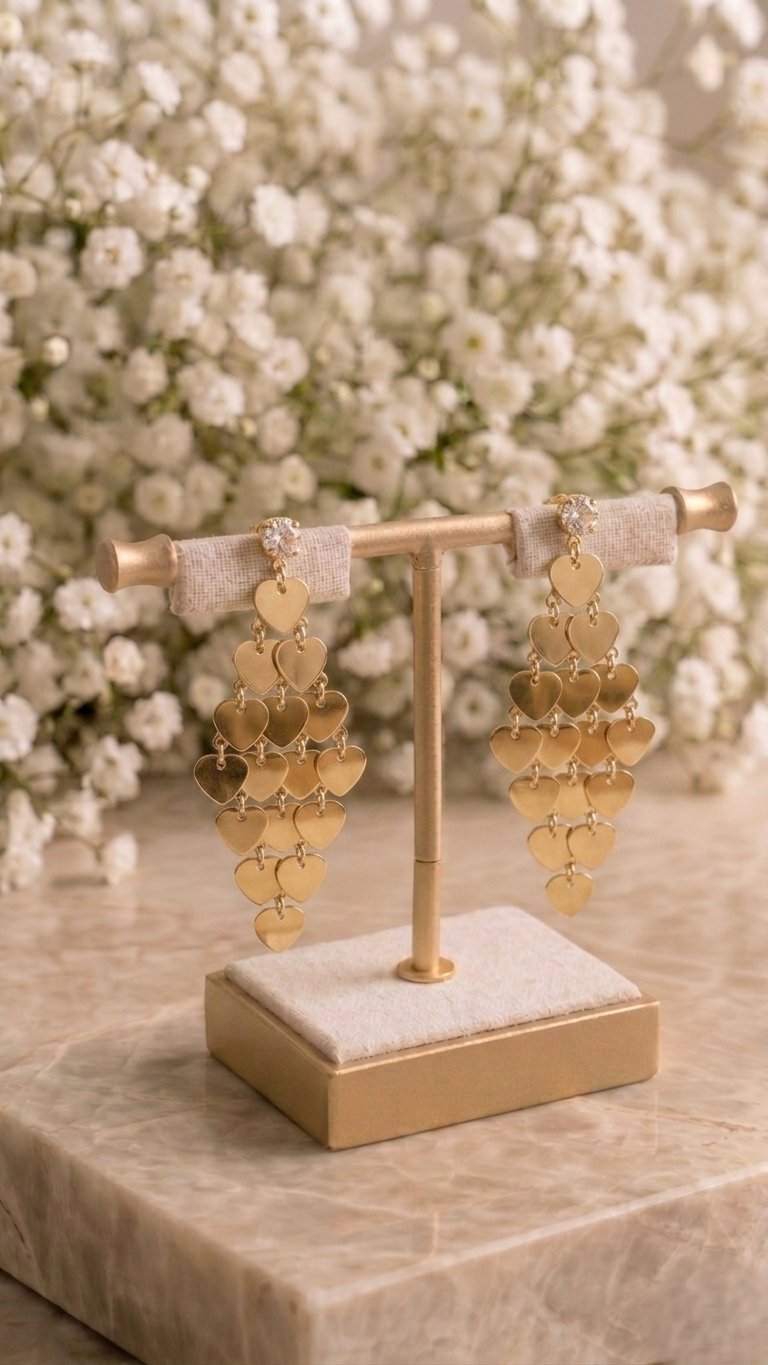Brinco Cascata Corações com Design sofisticado!