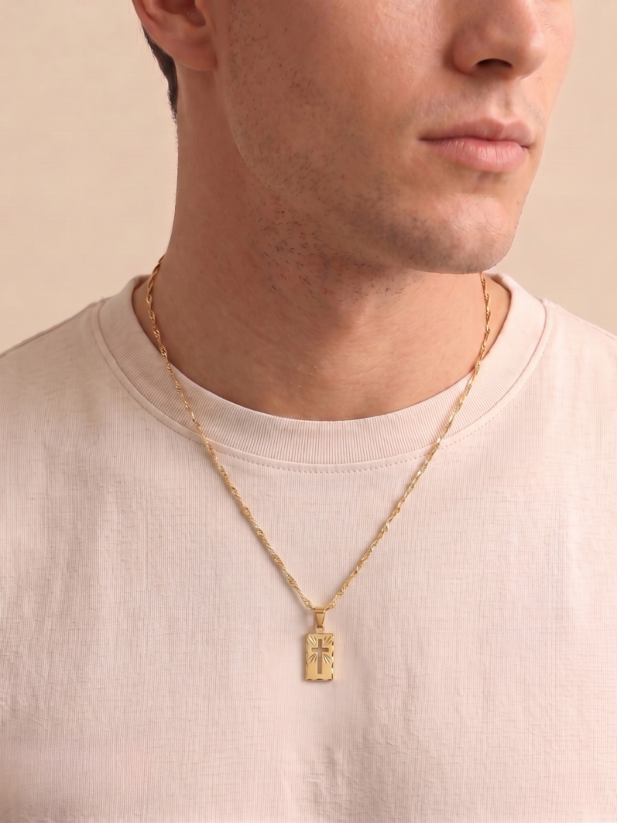 Colar Pingente Colar Unissex Cruz Minimalista Placa uma peça versátil, perfeita para qualquer ocasião