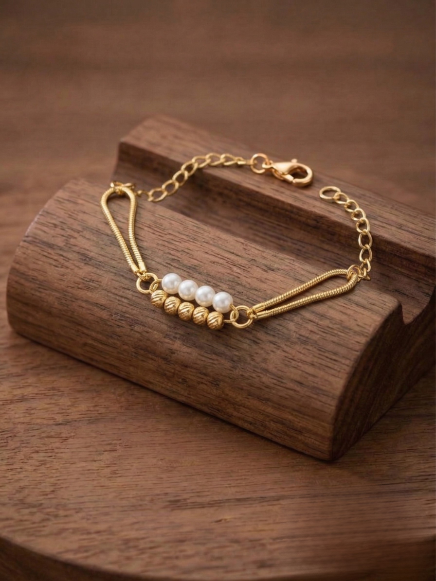 Pulseira Bolinha Duplas Banhada a Ouro18k