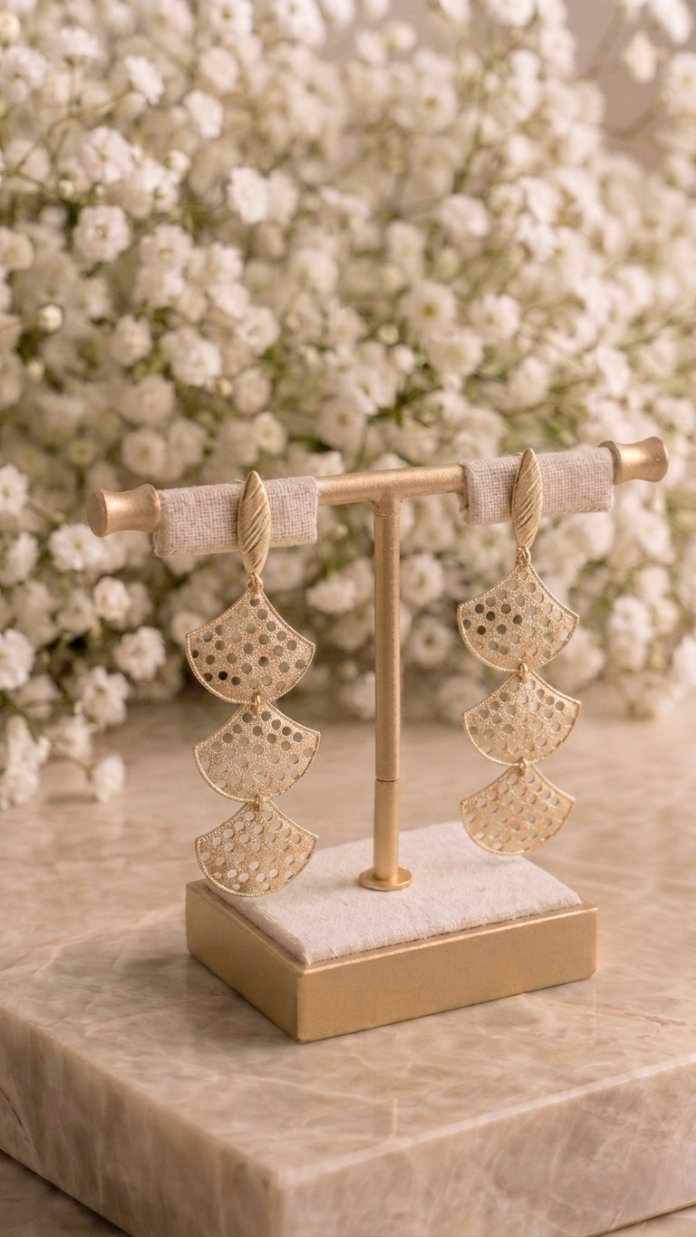 Brinco Cascata de Leques com Design  sofisticado!