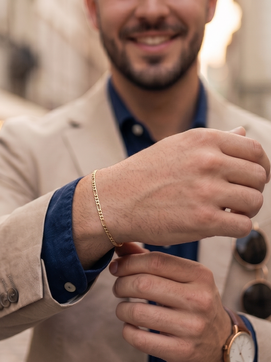 Pulseira Malha Elos 3x1 Joias banhada design clássico e refinado