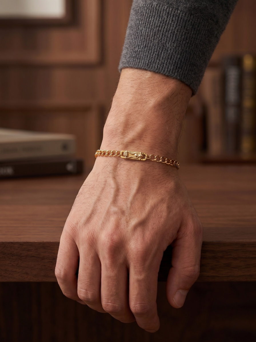 Pulseira Elo Português  Joias Banhada design clássico e refinado