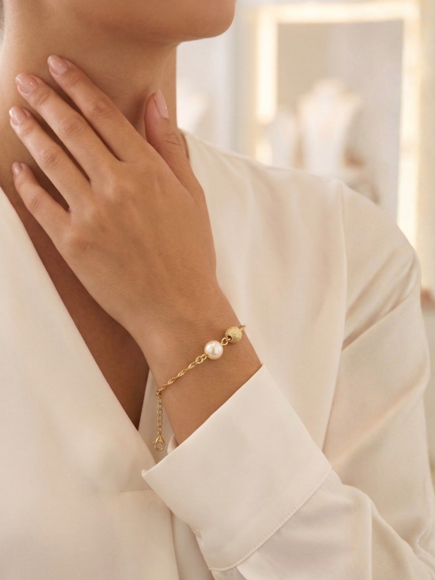 Pulseira Pérola do Oriente um toque sofisticado e deslumbrante com design clássico