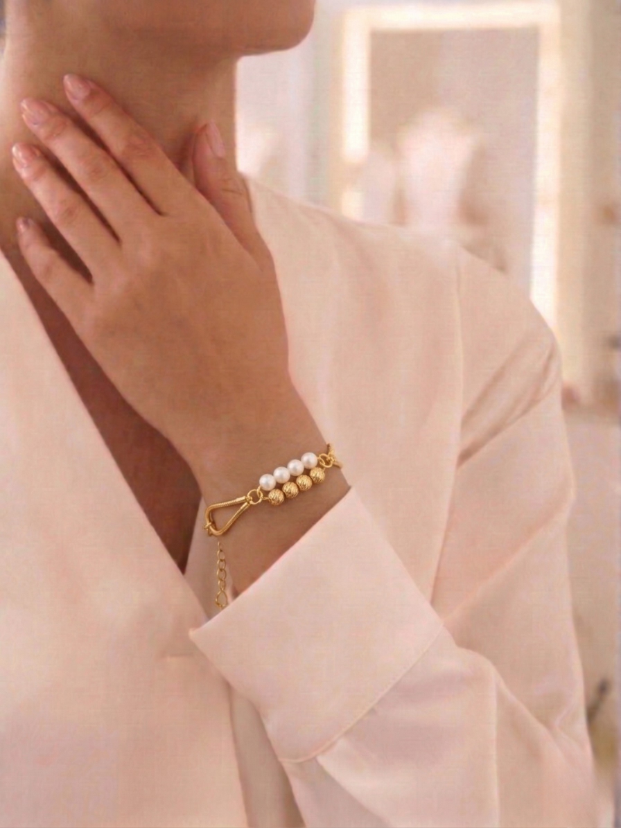 Pulseira Bolinha Duplas Banhada a Ouro18k