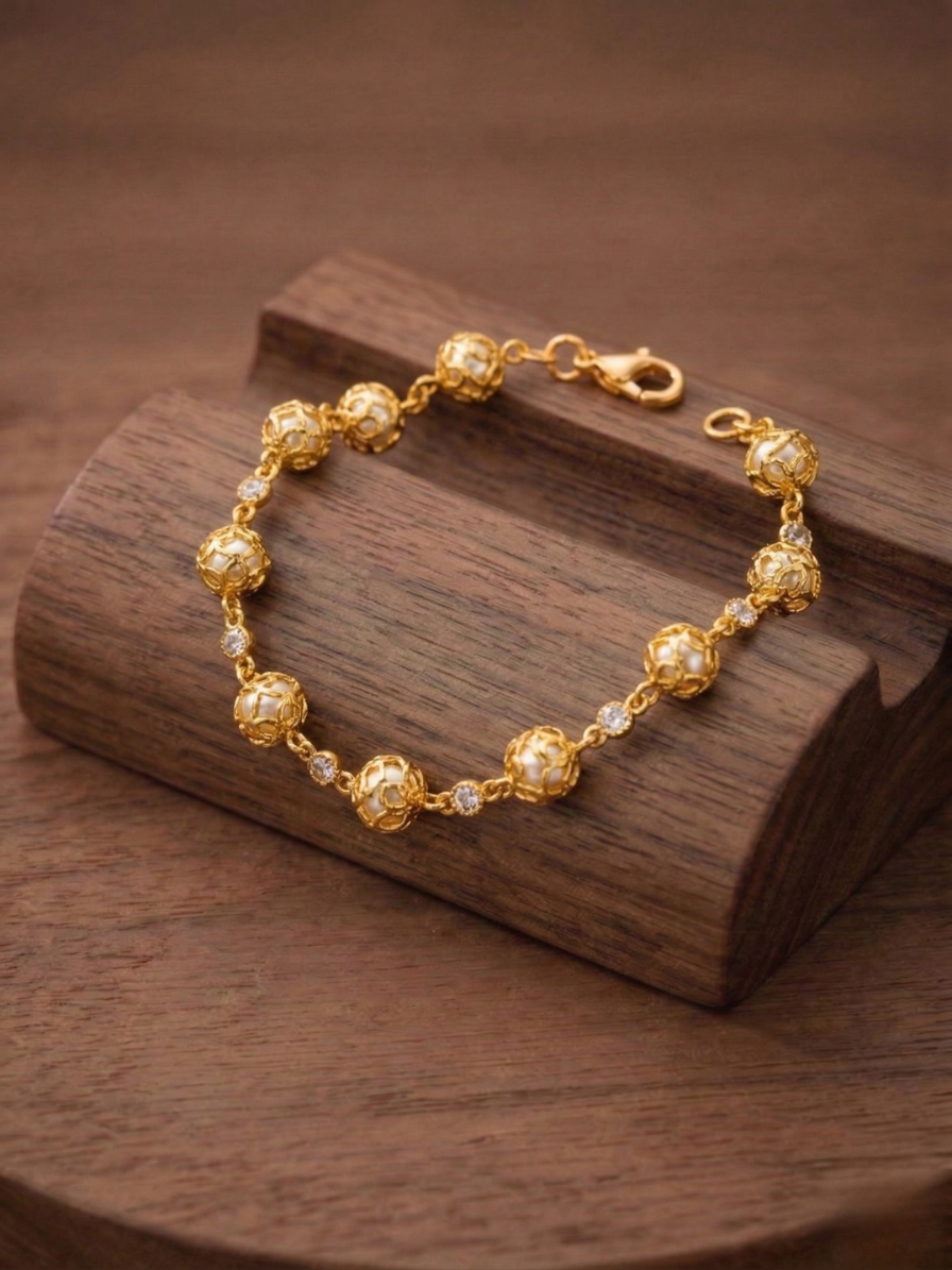 Pulseira  Perola Banhada a Ouro18k