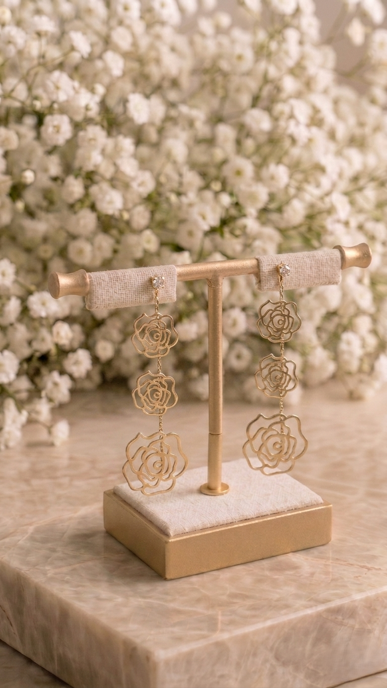 Brinco Rosas Vazadas com Design  sofisticado!
