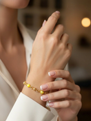 Trocar imagem Pulseira Pedras Amarelas e Esferas Vazadas | Ouro 18k ou Prata 925 2