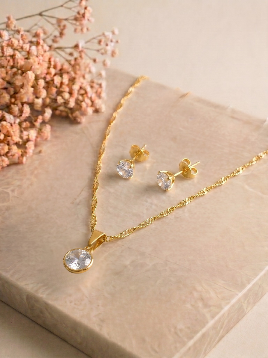 Conjunto Ponto de Luz Delicado | Colar e Brincos