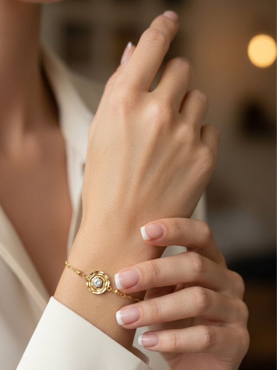 Pulseira Círculo com Zircônia Central | Ouro 18k ou Prata 925