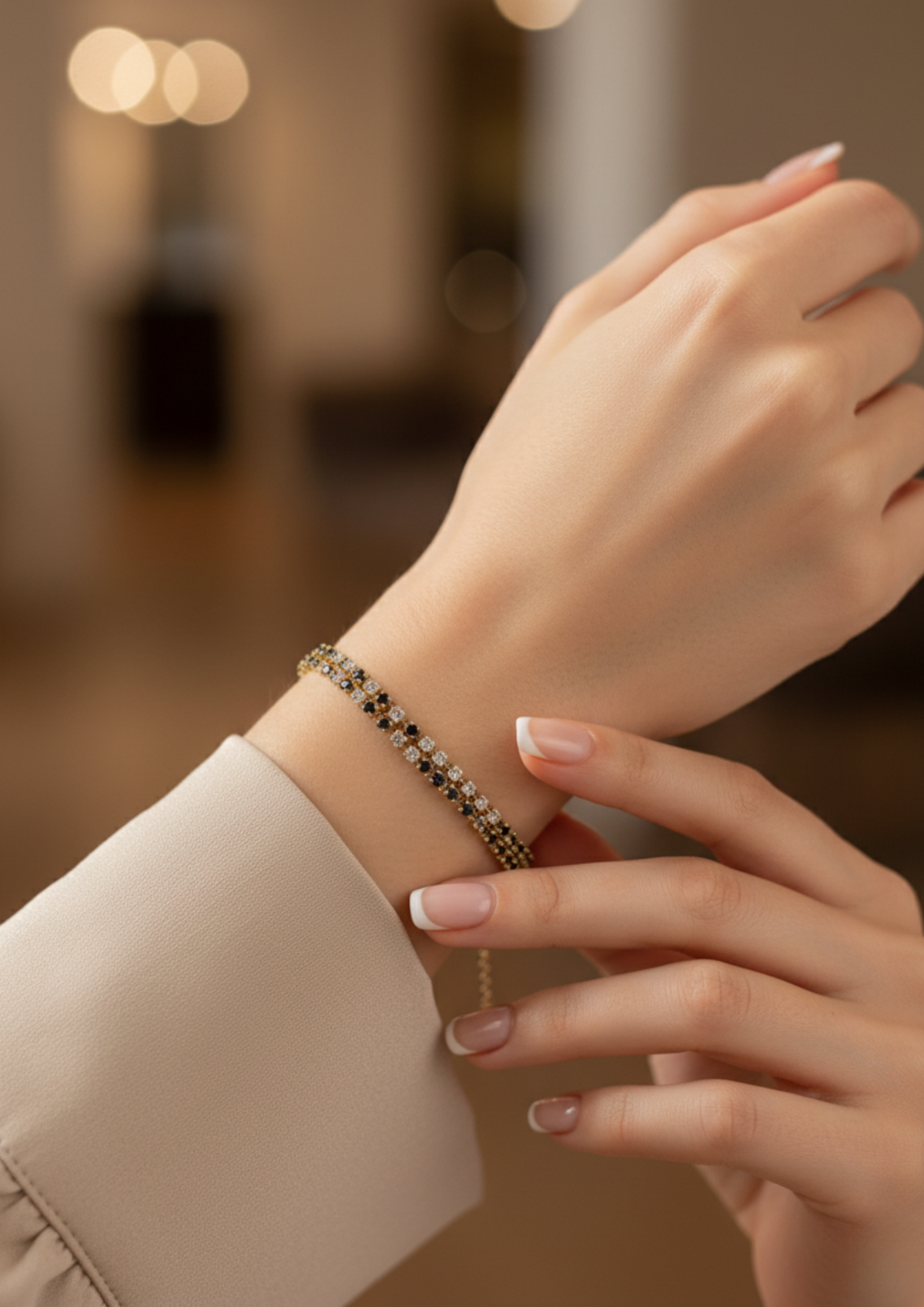 Pulseira Pedra Dupla um toque sofisticado e deslumbrante com design clássico - verso