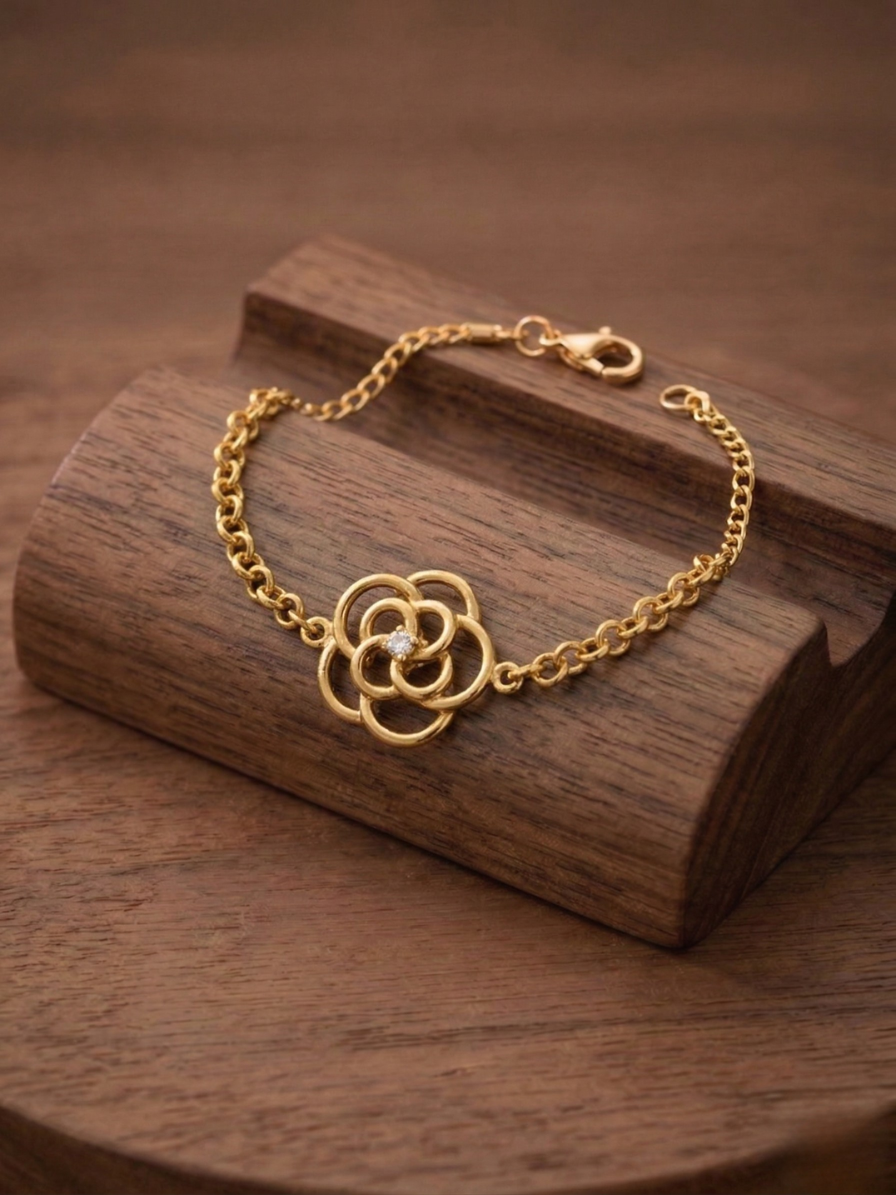 Pulseira Flor Ponto de Luz — Design Clássico Banhada a Ouro 18k ou Prata 925
