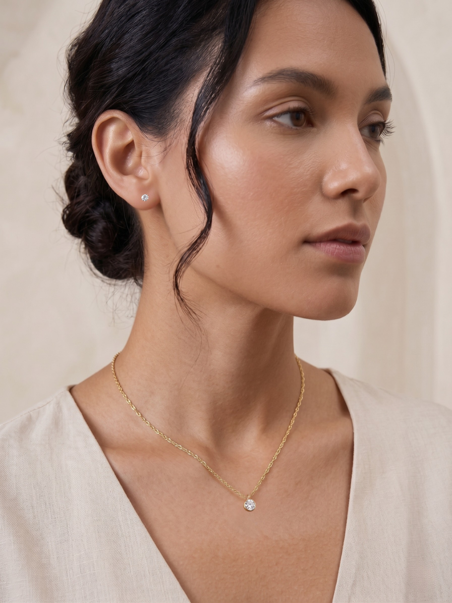 Conjunto Ponto de Luz Delicado | Colar e Brincos