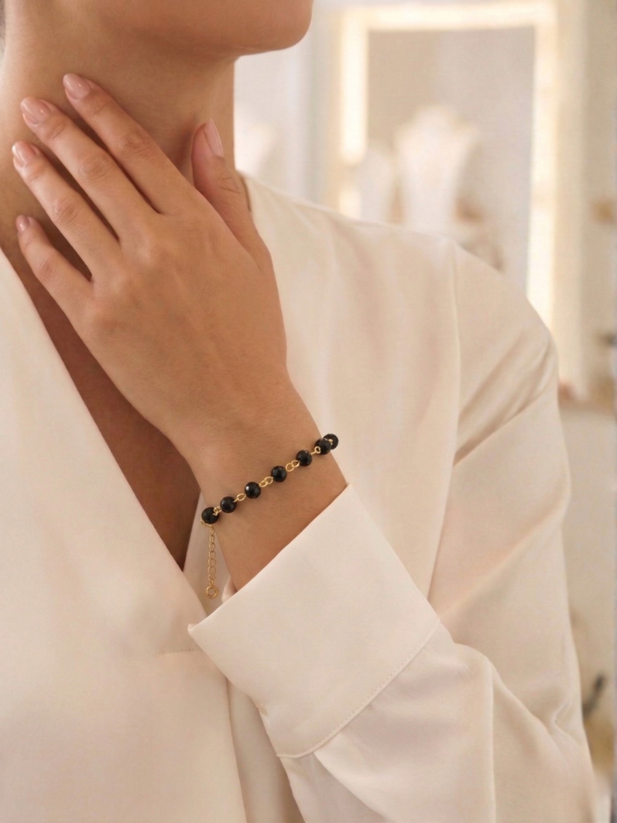 Pulseira Ônix Fina um toque sofisticado e deslumbrante com design clássico