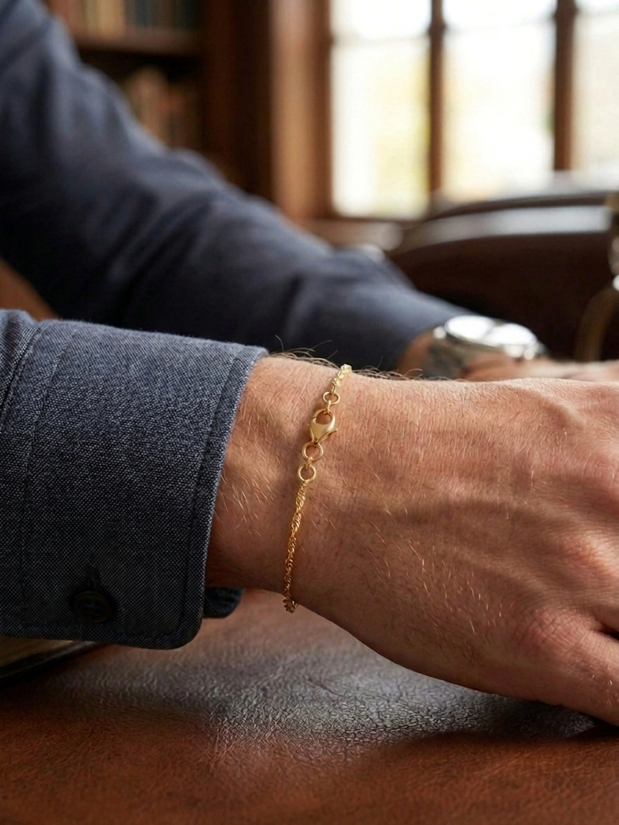 Pulseira Fio Singapura Joias Banhada design clássico e refinado