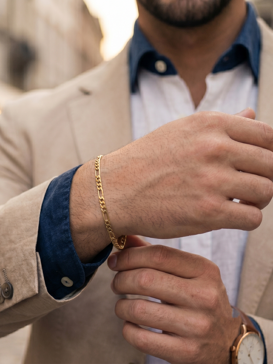 Pulseira Piastrine Joias Banhada design clássico e refinado